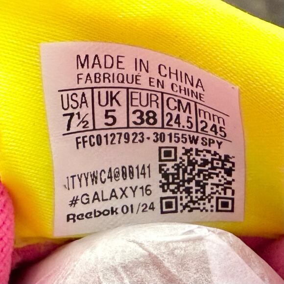 NIB Reebok Forte Racer 7.5M 38 Lifestyle Sneaker Shoes Pink Gray Yellow - Picture 11 of 12